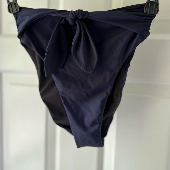 J. Crew Tie High-Rise Bikini Bottom - Navy - XS - Picture 1 of 3
